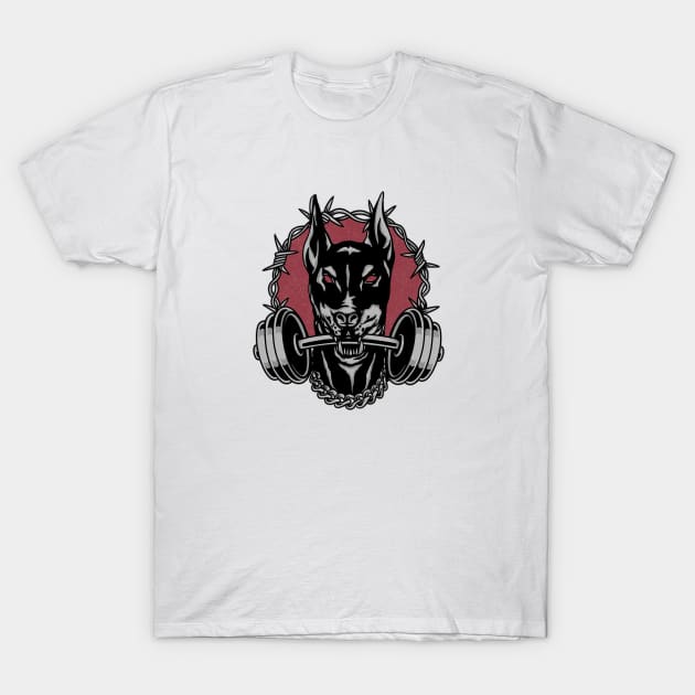 Dober Barbell T-Shirt by Vinch Design